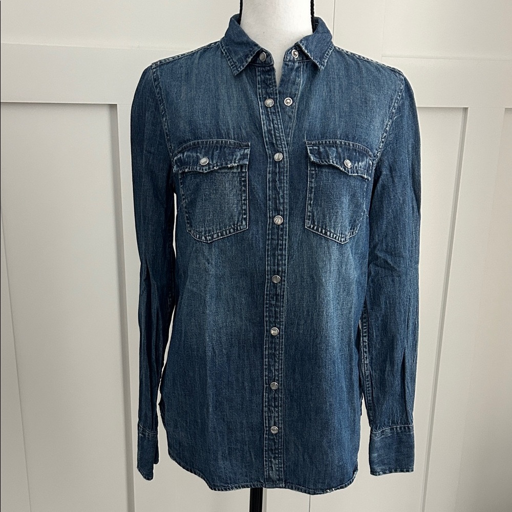 J.Crew Distressed Denim Western Button-Up Shirt